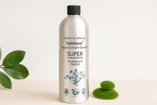 Eco-friendly sauna essence in recyclable aluminium bottle”
Eucalyptus & menthol sauna steam room concentrate
